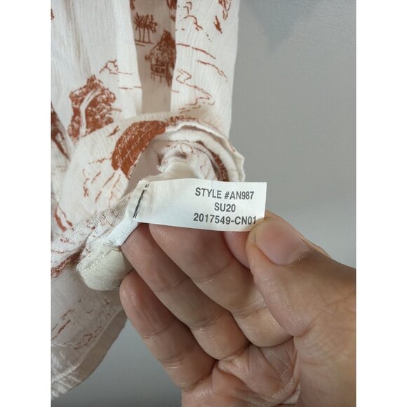 Madewell Smocked Button Down Top in Paradise Voile Size Small Short Sleeve - Picture 5 of 9